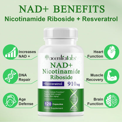 Xaarty NAD Supplement - 910mg Liposomal NAD with Resveratrol & Quercetin | 120 Capsules