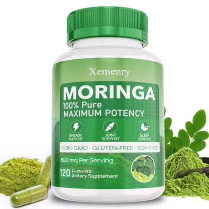 Xemenry Moringa Capsules 800mg | Energy, Immune & Gut Health - 120 Caps