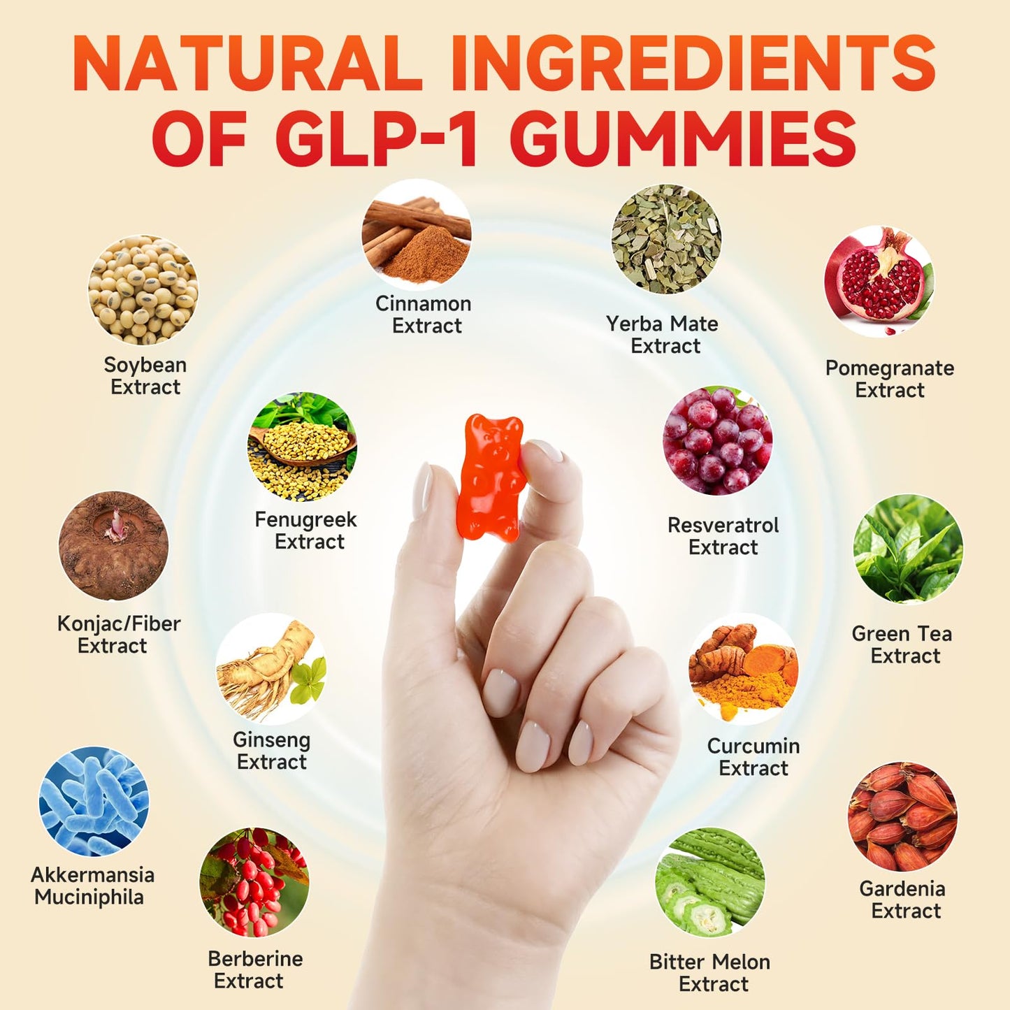 XIAAN GLP-1 Gummies - Natural GLP-1 Supplement with Berberine & Akkermansia Probiotic, Sugar-Free Strawberry 60 Count