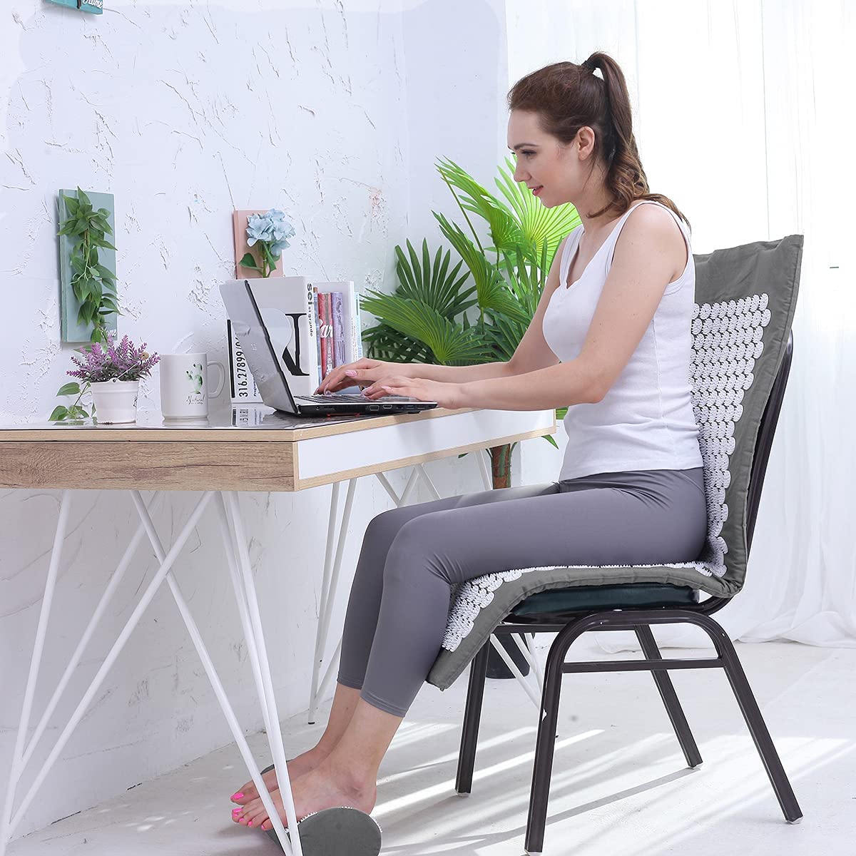 XiaoMaGe Acupressure Mat & Pillow Set – Gray, Back Pain Relief