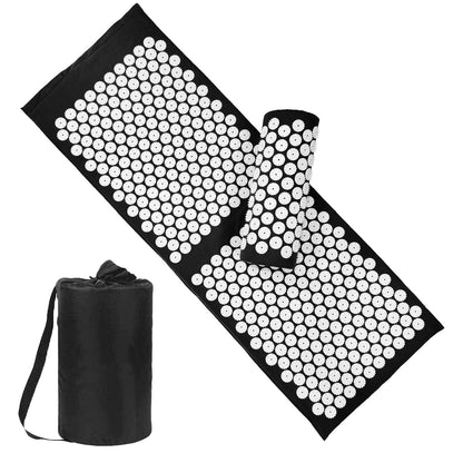 XiaoMaGe Acupressure Mat & Pillow Set – Extra Long for Neck & Back Pain Relief (Black)