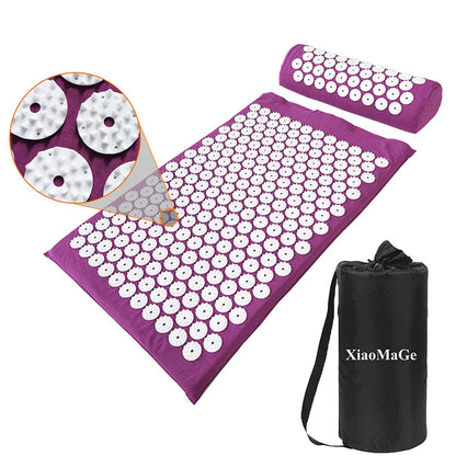 XiaoMaGe Acupressure Mat & Pillow Set – Large 28.7x16.5 in (Purple) for Neck & Back Pain Relief