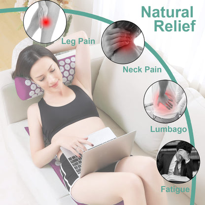 XiaoMaGe Acupressure Mat & Pillow Set – Large 28.7x16.5 in (Purple) for Neck & Back Pain Relief