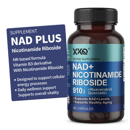 XKQ NAD+ Supplement 910mg – 60 Servings | Nicotinamide Riboside for Energy & Healthy Aging