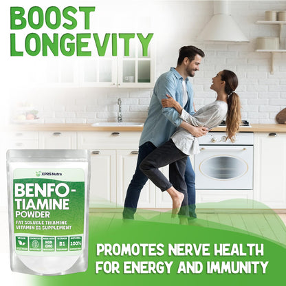 XPRS Nutra Benfotiamine Powder (Thiamine) - Fat Soluble Happy Heart Thiamine Supplement - Advanced Vitamin B1 Benfotiamine for a Cognitive Boost - Vegan Friendly Benfotamine Powder (1 Ounce)