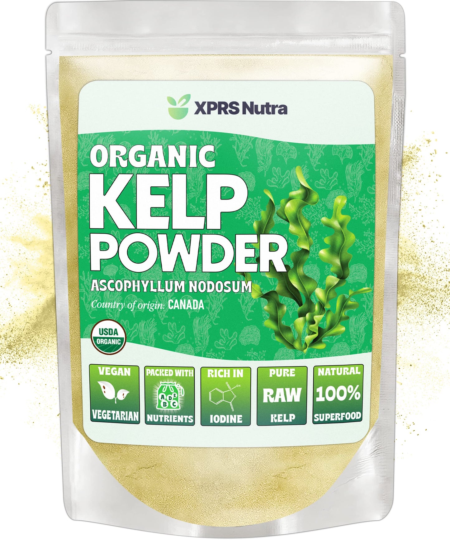 XPRS Nutra Organic Kelp Powder (Ascophyllum Nodosum) – Seaweed Powder with Iodine, Vitamins & Minerals | 4 oz