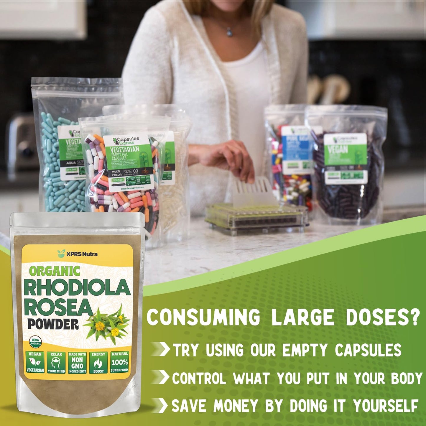 XPRS Nutra Organic Rhodiola Rosea Powder – USDA Organic, Vegan, Cognition & Energy (1 oz)
