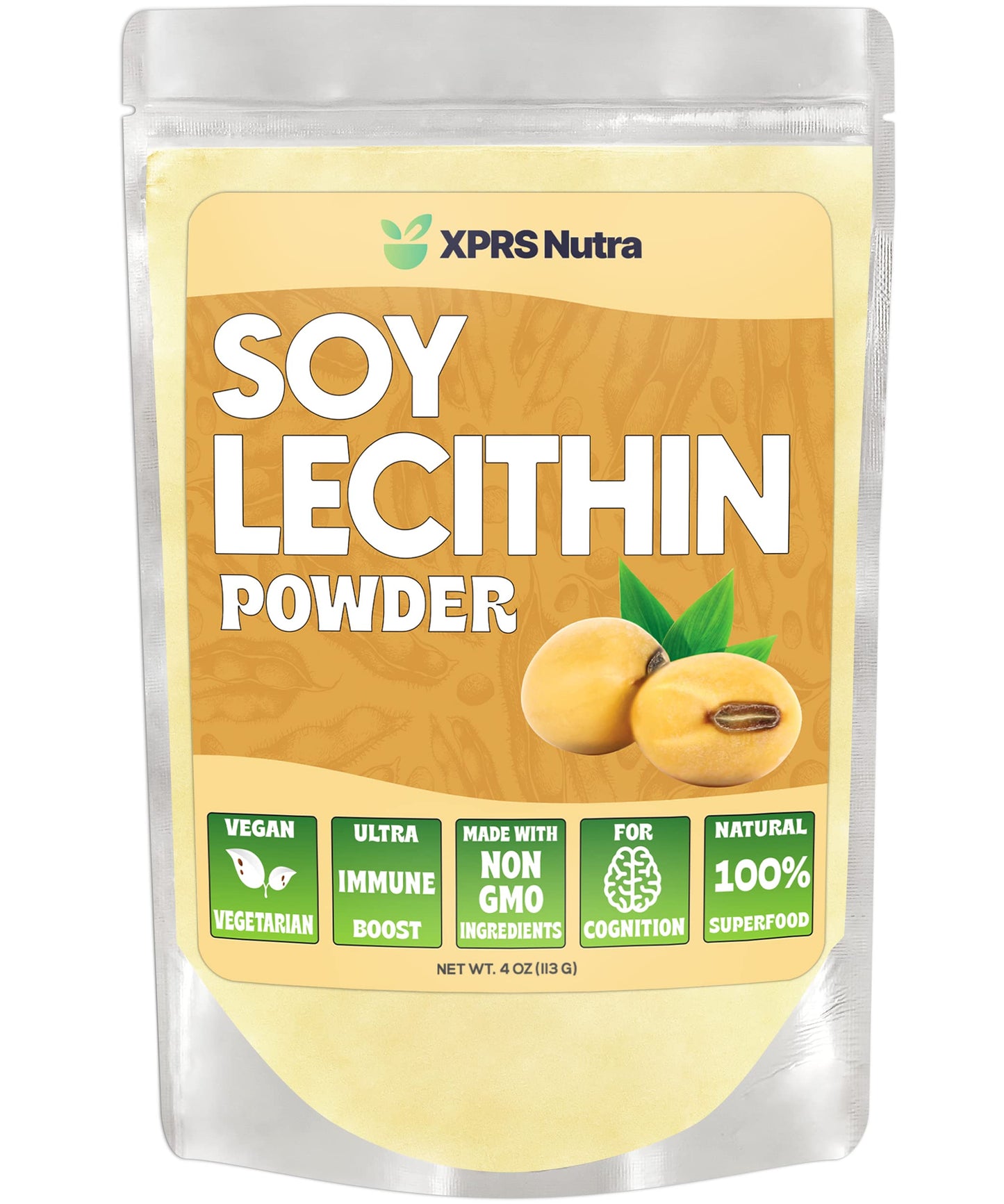 XPRS Nutra Soy Lecithin Powder – Food Grade Emulsifier (Vegan, 4 oz)