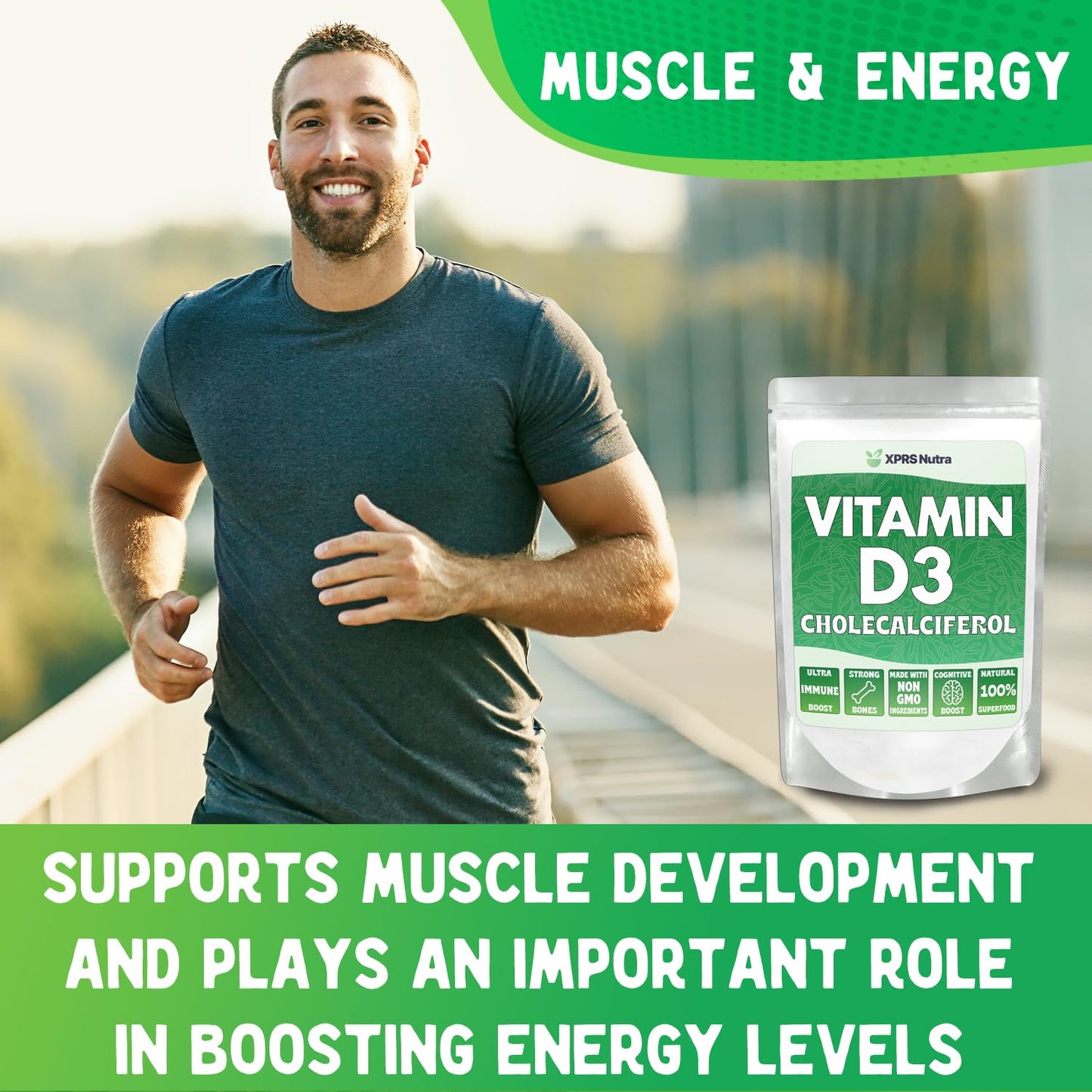 XPRS Nutra Vitamin D3 Powder (Cholecalciferol) - Unflavored D3 Powder - 8oz