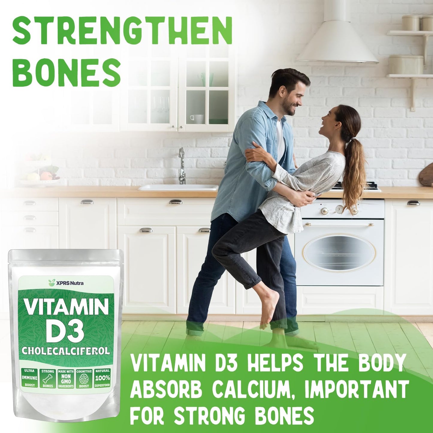 XPRS Nutra Vitamin D3 Powder (Cholecalciferol) - Unflavored D3 Powder - 8oz