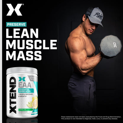 Xtend Scivation EAA + BCAA Powder | 9 Essential Amino Acids | 10g EAAs per 2 Servings | Lemon Lime | 40 Servings