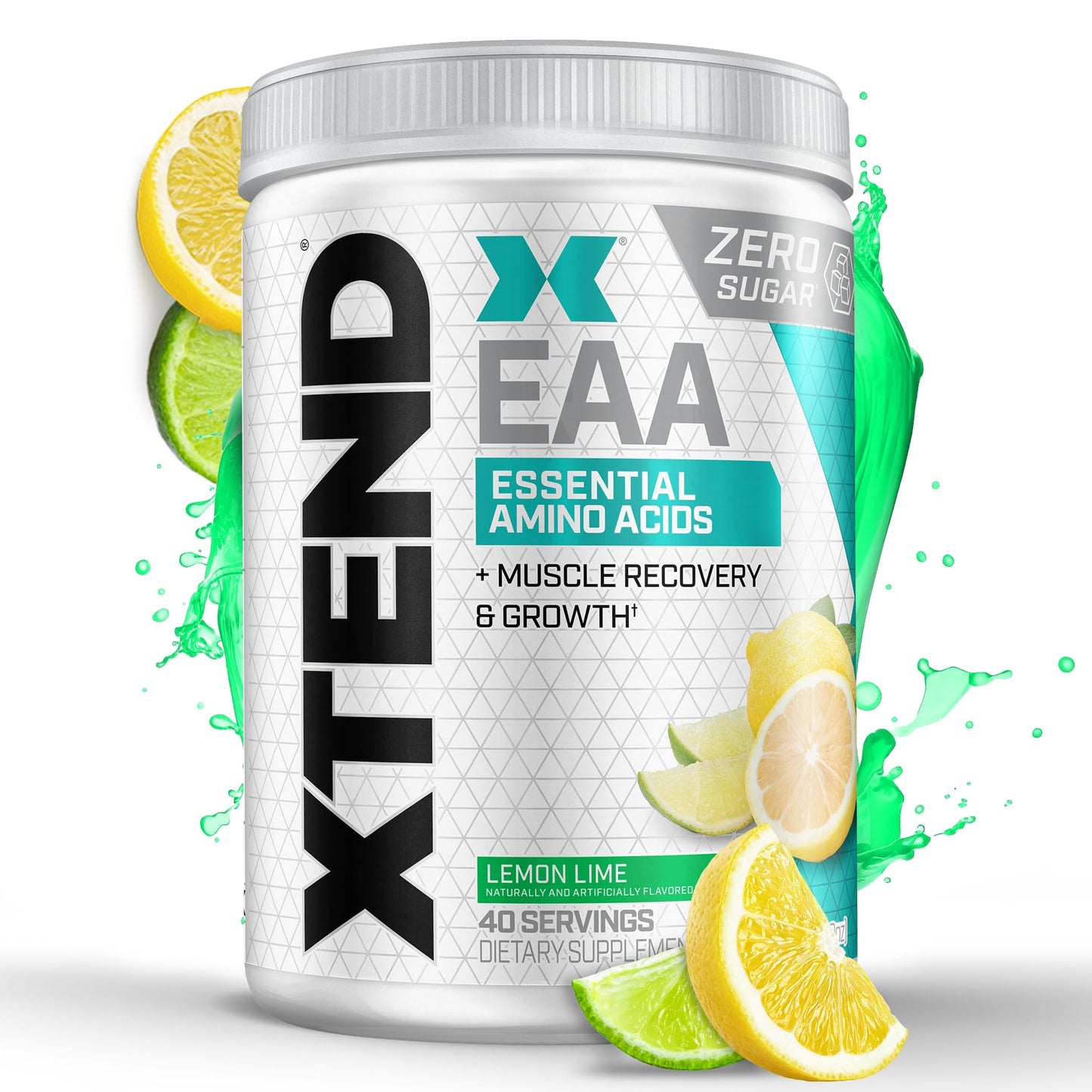 Xtend Scivation EAA + BCAA Powder | 9 Essential Amino Acids | 10g EAAs per 2 Servings | Lemon Lime | 40 Servings