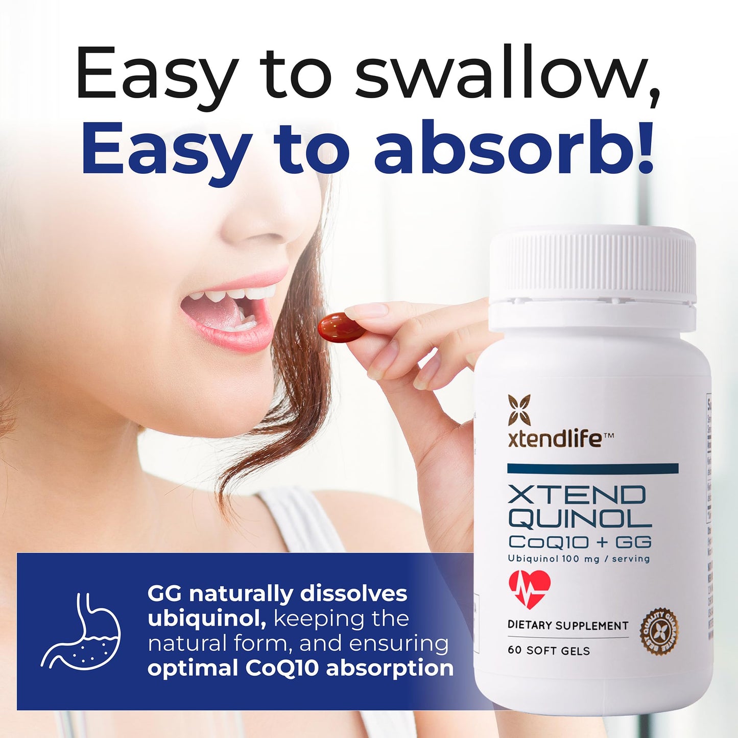 Xtendlife Xtend-Quinol CoQ10 Ubiquinol – 100mg Ubiquinol, 50mg GG, 4-Month Supply (Pack of 2)