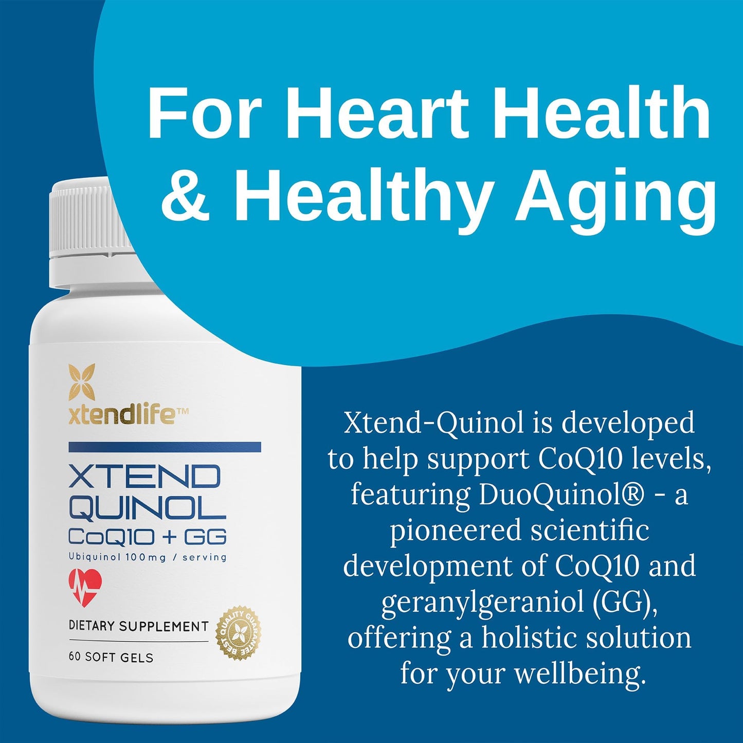 Xtendlife Xtend-Quinol: Natural CoQ10 Ubiquinol + GG for Cellular Energy and Heart Health (2 Month Supply)