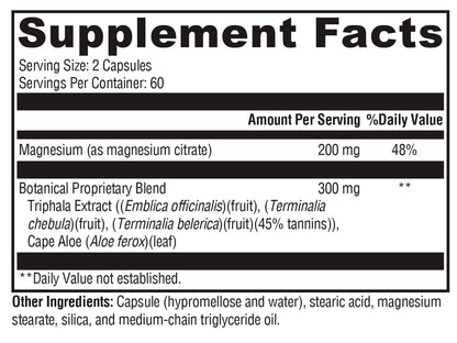 XYMOGEN ColonX Supplement – Magnesium Citrate, Cape Aloe & Triphala for Digestive Support (120 Capsules)