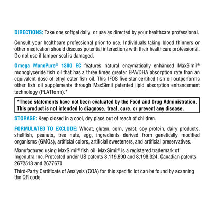 XYMOGEN Omega MonoPure 1300 EC — 3X Absorption DHA/EPA Omega-3 (60 Softgels)