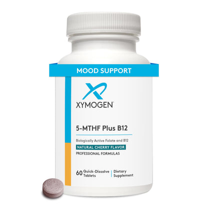 XYMOGEN 5-MTHF Plus B12 — Biologically Active Folate + Methyl B12 (Cherry Flavor) | 60 Quick-Dissolve Tablets