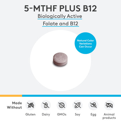 XYMOGEN 5-MTHF Plus B12 — Biologically Active Folate + Methyl B12 (Cherry Flavor) | 60 Quick-Dissolve Tablets