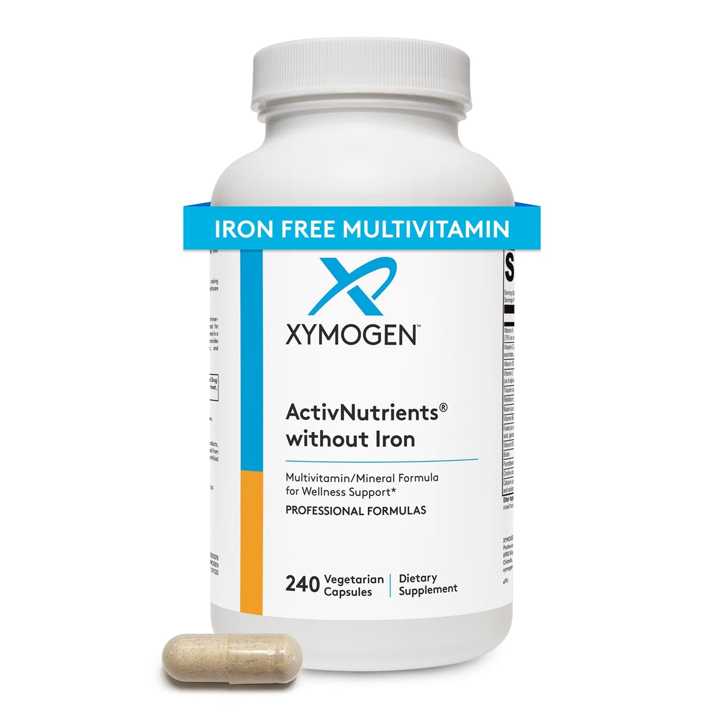 XYMOGEN ActivNutrients Without Iron – Multivitamin & Mineral Support (240 Capsules)