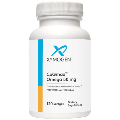 XYMOGEN CoQmax Omega 50 mg - CoQ10 + Omega-3 Fish Oil | Dual-Action Heart Health (120 Softgels)