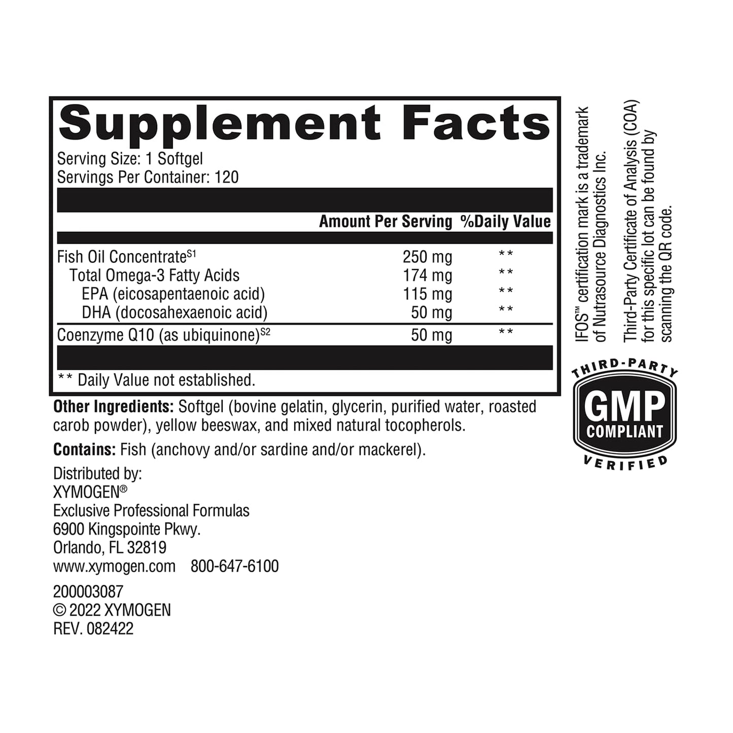 XYMOGEN CoQmax Omega 50 mg - CoQ10 + Omega-3 Fish Oil | Dual-Action Heart Health (120 Softgels)