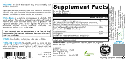 XYMOGEN Cytokine Balance – Antioxidant & Detox Support (Green Tea, Trans-Pterostilbene, Turmeric, Glucoraphanin) – 30 Capsules
