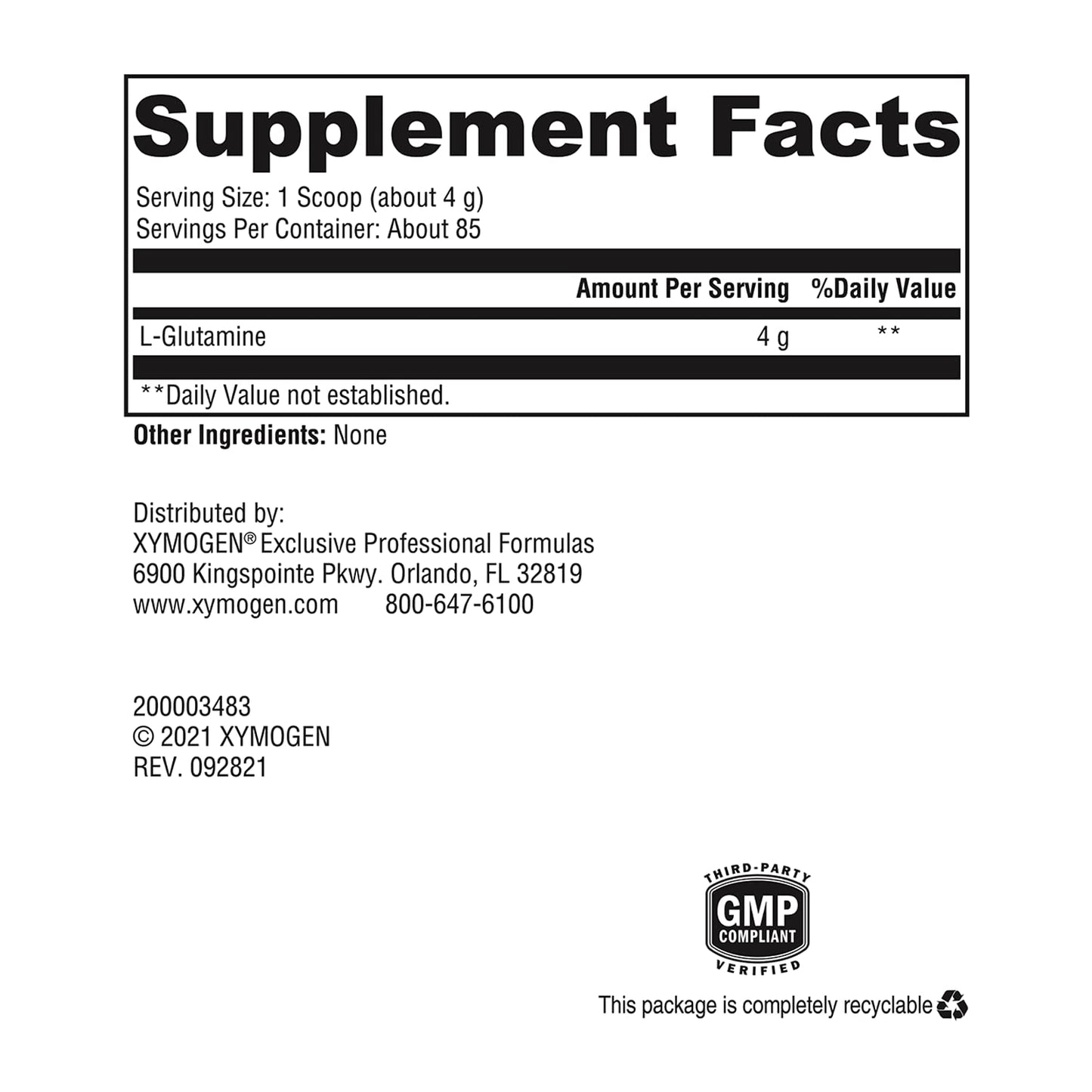 XYMOGEN L-Glutamine Powder – Cellular Health, Gut Health & Immune Support (4000mg/Serving)
