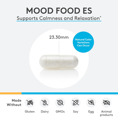 XYMOGEN Mood Food ES - Supports Calmness, Relaxation and a Healthy Mood with Active Folate, B Vitamins, 5-HTP, GABA, Minerals, Suntheanine L-Theanine, Selenium (60 Capsules)