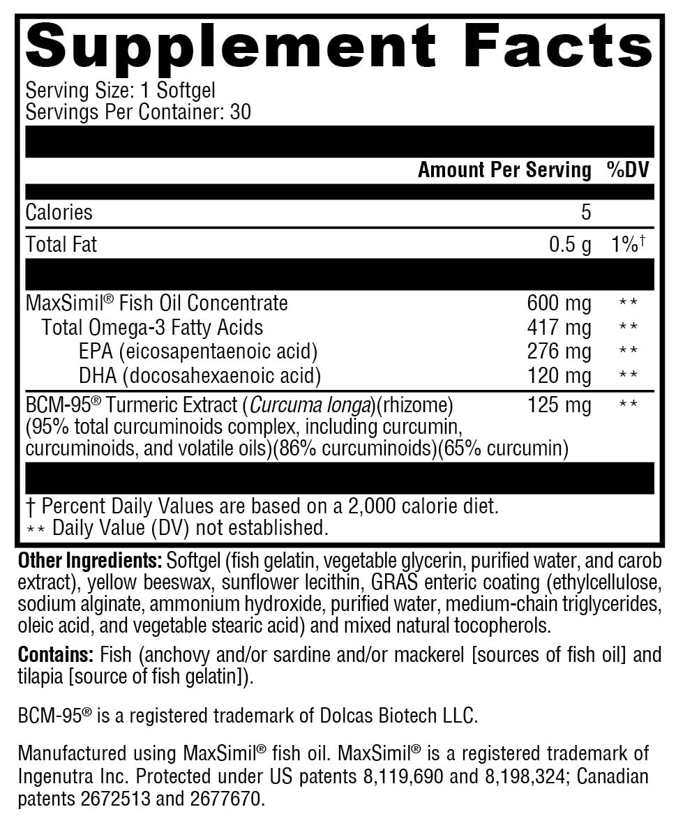 XYMOGEN Omega MonoPure Curcumin EC - Fish Oil + Turmeric (30 Softgels)