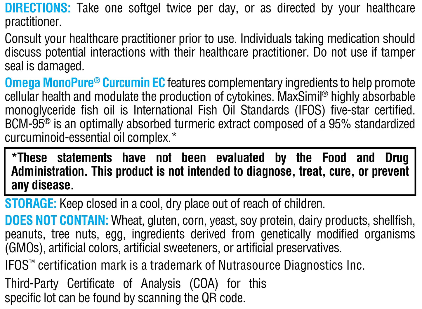 XYMOGEN Omega MonoPure Curcumin EC - Fish Oil + Turmeric (30 Softgels)