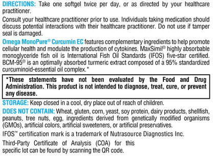 XYMOGEN Omega MonoPure Curcumin EC - Fish Oil + Turmeric (30 Softgels)