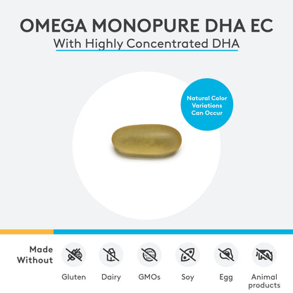 XYMOGEN Omega MonoPure DHA EC - Highly Concentrated DHA Omega-3 for Cardiovascular, Immune & Cognitive Support (30 Softgels)