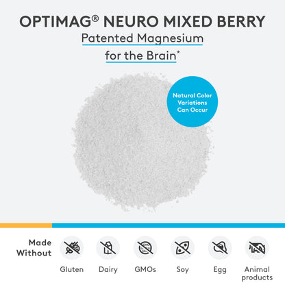 XYMOGEN OptiMag Neuro Chelated Magnesium Powder for Brain Health & Relaxation – Mixed Berry (30 Servings)