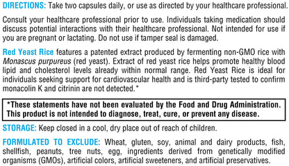 XYMOGEN Red Yeast Rice - Non-GMO, Citrinin-Free Cardiovascular Support (60 Capsules)