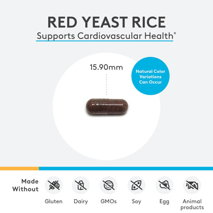 XYMOGEN Red Yeast Rice - Non-GMO, Citrinin-Free Cardiovascular Support (60 Capsules)