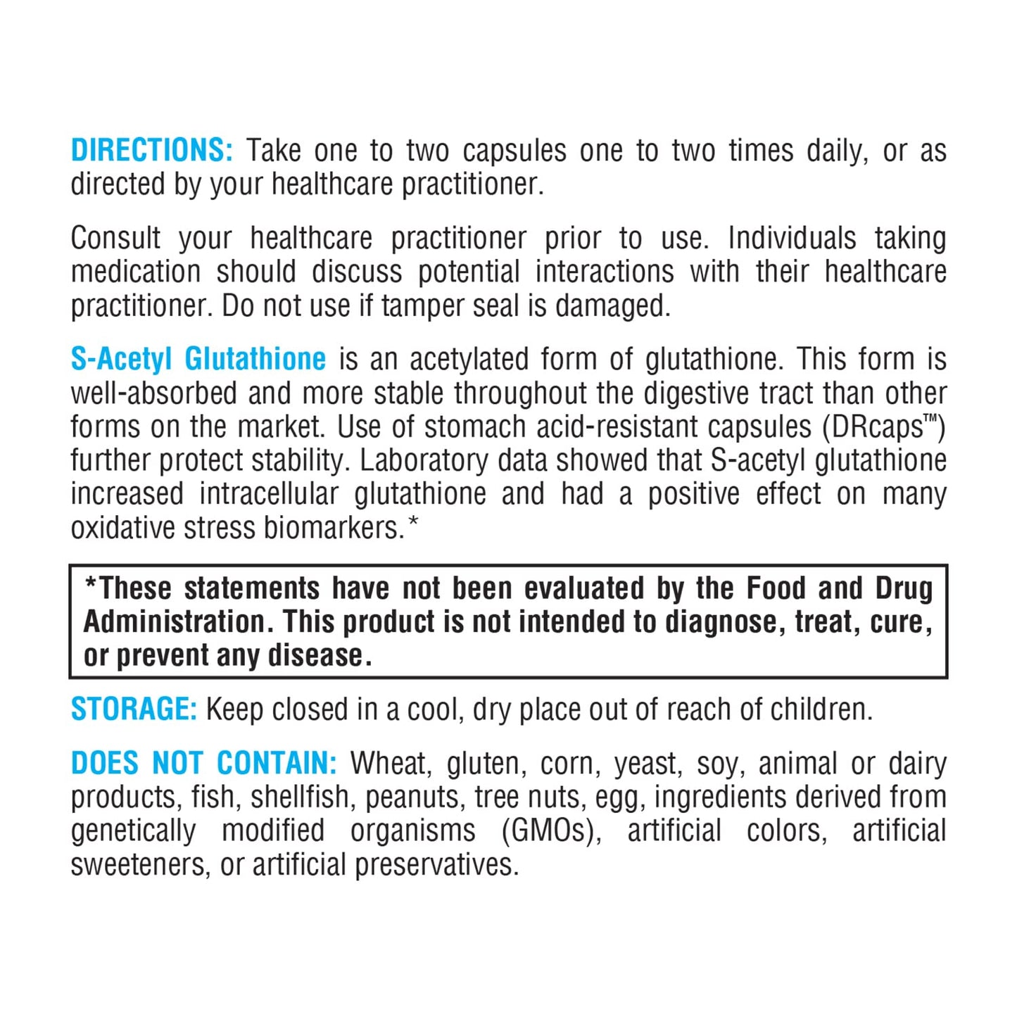 XYMOGEN S Acetyl Glutathione – Superior Absorption, Acid-Resistant DRcaps Capsules (120 Capsules)