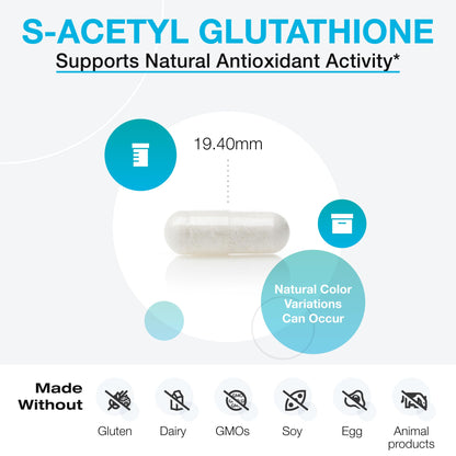 XYMOGEN S Acetyl Glutathione – Superior Absorption, Acid-Resistant DRcaps Capsules (120 Capsules)
