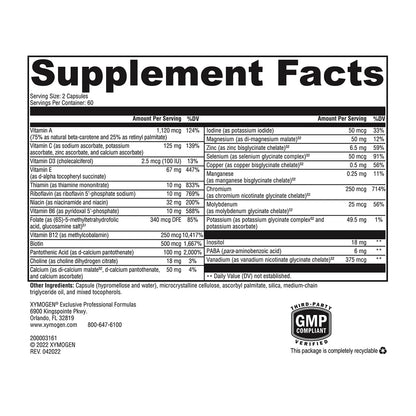 XYMOGEN ActivNutrients Without Iron — Multivitamin & Mineral Blend for Wellness, Immune, Energy & Mood (120 Capsules)