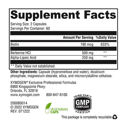 XYMOGEN ALAmax Protect: Berberine & ALA Complex for Cardiometabolic Health (120 Caps)
