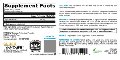 XYMOGEN Berberine ES-5 - DHB Berberine Supplement - 5x Bioavailability - Metabolic Support (60 Capsules)