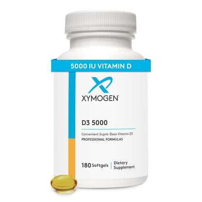 XYMOGEN D3 5000 – Bioavailable Vitamin D3 5000 IU (125 mcg) – 180 Softgels
