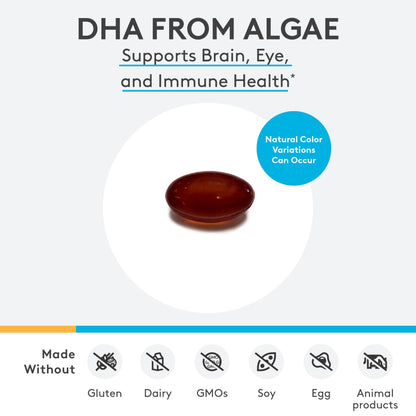 XYMOGEN DHA from Algae – DHA Omega-3 for Brain, Eyes, Heart & Immune Health (60 Softgels)
