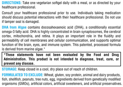 XYMOGEN DHA from Algae – DHA Omega-3 for Brain, Eyes, Heart & Immune Health (60 Softgels)