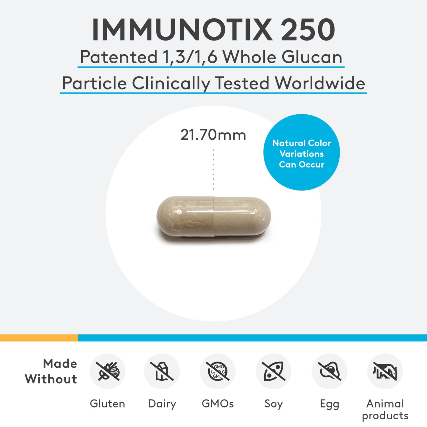 XYMOGEN ImmunotiX 250 - Supports Healthy Immune Function | 30 Capsules | 1,3/1,6 Beta-Glucan