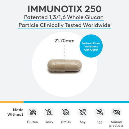 XYMOGEN ImmunotiX 250 - Supports Healthy Immune Function | 30 Capsules | 1,3/1,6 Beta-Glucan