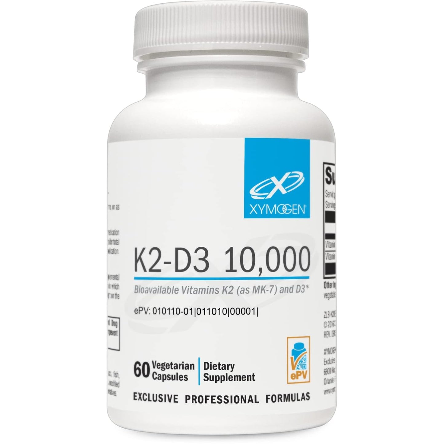XYMOGEN K2-D3 10000 IU – Bioavailable Vitamin D3 K2 (MK-7) for Bone, Heart & Immune Support | 60 Capsules