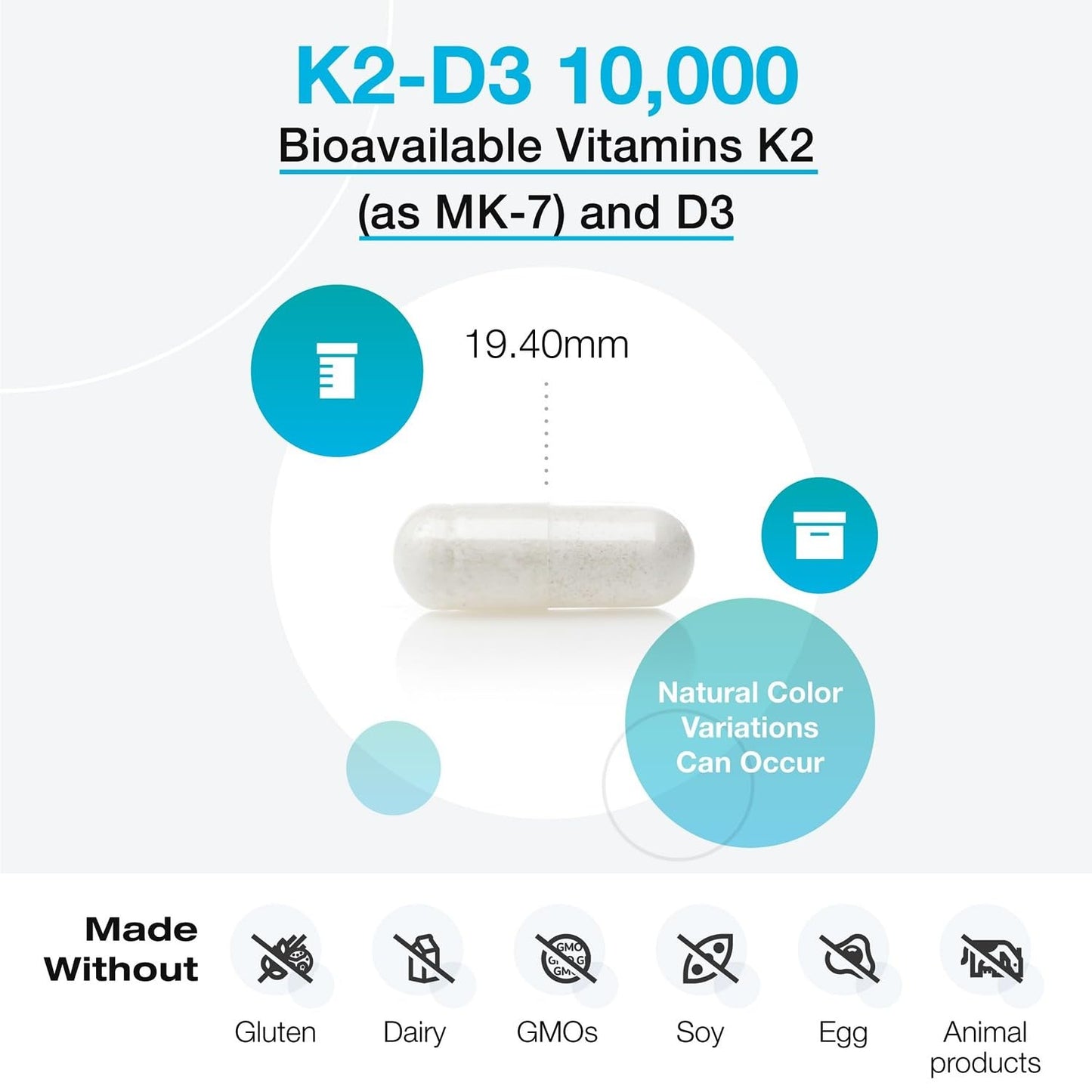 XYMOGEN K2-D3 10000 IU – Bioavailable Vitamin D3 K2 (MK-7) for Bone, Heart & Immune Support | 60 Capsules