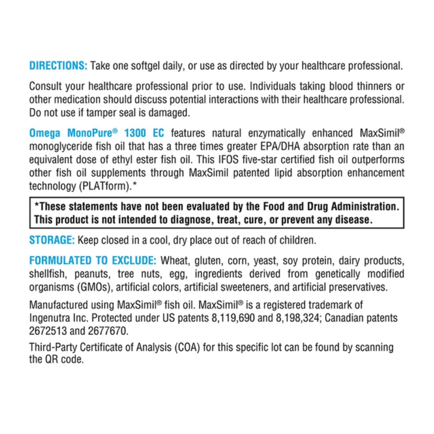 XYMOGEN Omega MonoPure 1300 EC — 3X Absorption DHA/EPA Omega-3 (60 Softgels)
