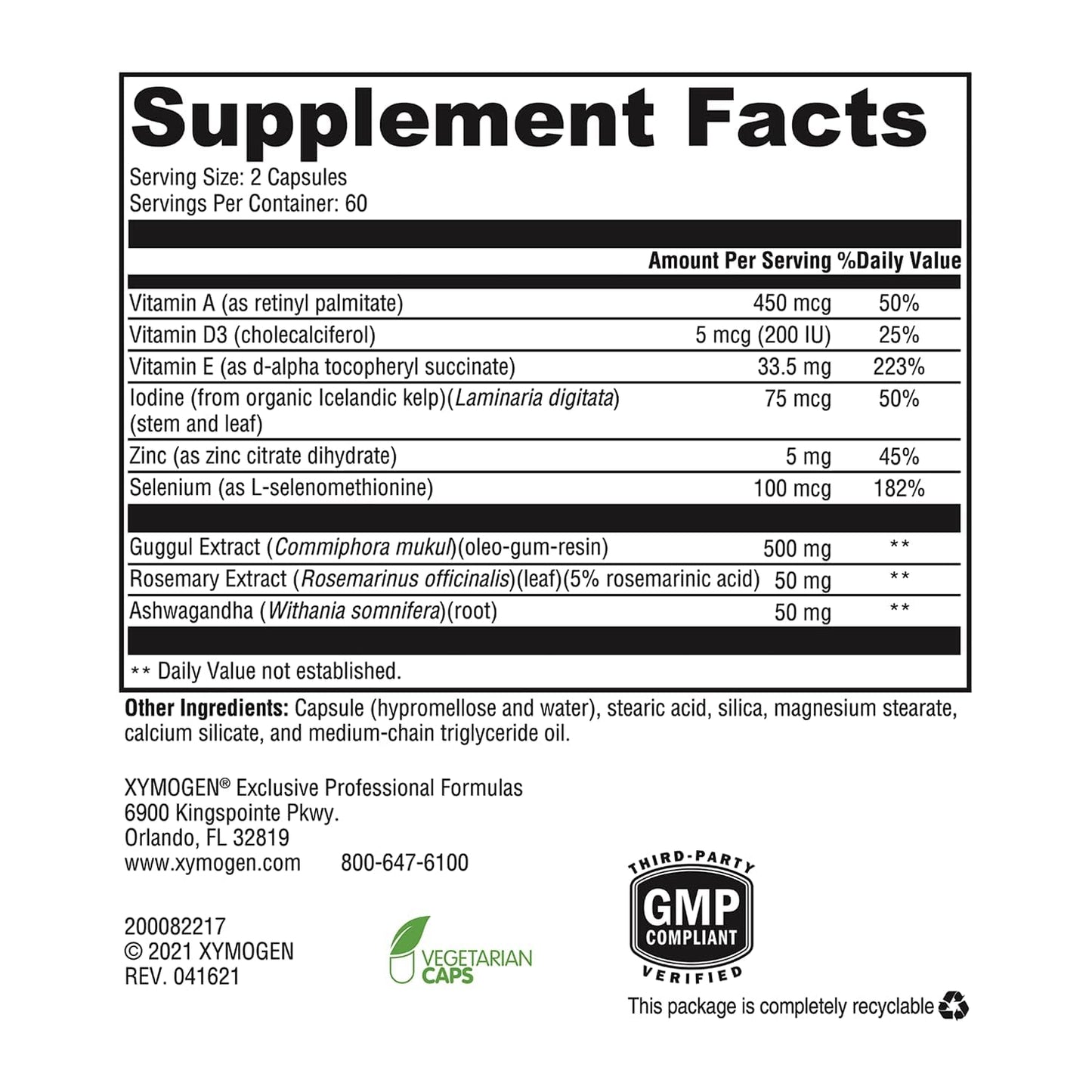 XYMOGEN MedCaps T3 Thyroid Support Formula with Vitamins & Herbs – 120 Capsules