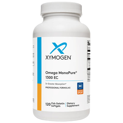 XYMOGEN Omega MonoPure 1300 EC: 3X Absorption DHA EPA Omega-3 (120 Softgels)